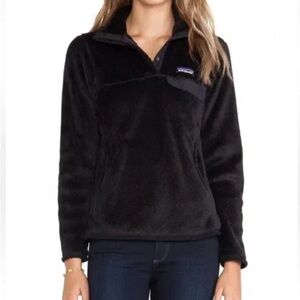 Patagonia Re-Tool Snap-T Fleece Black Pullover Jacket Sweater Womens SzL